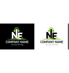 Logo Emblem Monogram Ne With Headphones And Sound