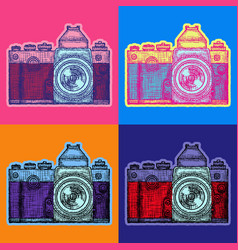 Photo Camera Pop Art Style Andy Warhol Style