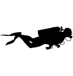 Black silhouette scuba divers Royalty Free Vector Image