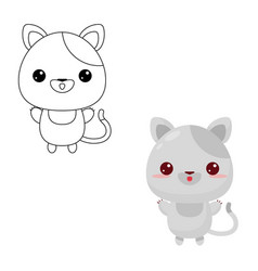 Cute Cat Toycontour Drawing Of A Cartoon Animal