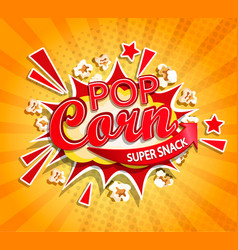 Exploding Label For Popcorn On Sunburst Background