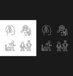 Extrinsic Motivation Linear Icons Set For Dark