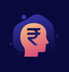 Money Thinking Icon With Indian Rupee