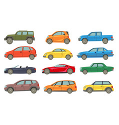 Automobiles Models Flat Icon Collection