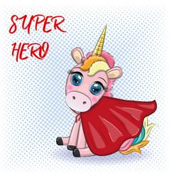 Cute Unicorn Character With Cloak As Super Hero