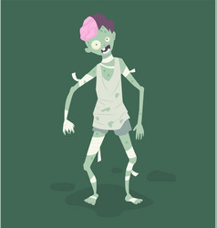 Green Zombie With Exposed Brain And Bandage