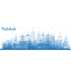 Outline Rishikesh India City Skyline With Blue