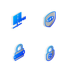 Set Isometric Line Shield And Eye Server Vpn