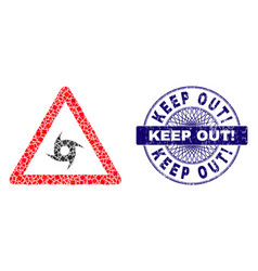 Rubber Keep Out Warning Stamp And Geometric