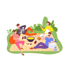 Friendly Outdoor Picnic Happy People Eat Food