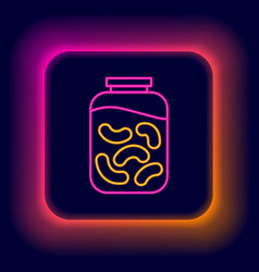 Glowing Neon Line Pickled Cucumbers In A Jar Icon