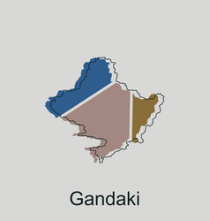 Map Of Gandaki Geometric Outline Design Country