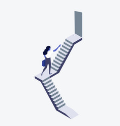 Businesswoman Walking Up Staircase Concept