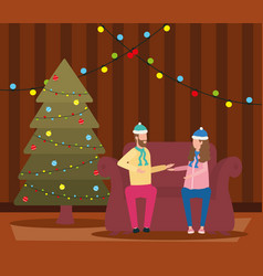 Christmas Couple Celebrating In Livingroom