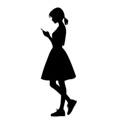 Girl Using A Smartphone Silhouette