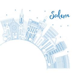 Outline Salem Oregon City Skyline With Blue