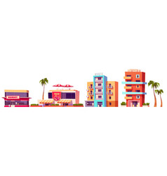 Miami City Street Hotel And Resort Buildings