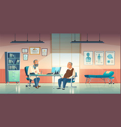 Doctor And Patient Sit In Medical Office