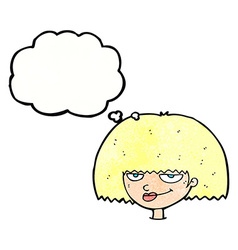 Cartoon Mean Female Face With Thought Bubble