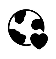 Love Earth Silhouette Icon Heart Shape And Globe