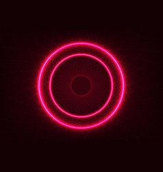 Neon Circle Light Line On Red Web Spider Digital