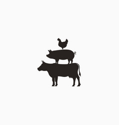 Cow Pig Chicken Stencil Icon Or Farm Animals