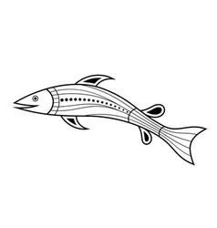 Fish aboriginal art style monochrome isolated on Vector Image