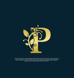 Golden Elegant Logo Design With Letter P Initial