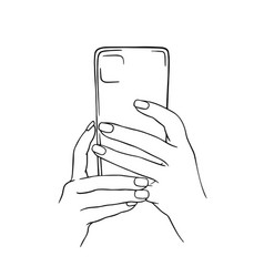 Drawing Hand Holding Phone Vector Images Over 1 100