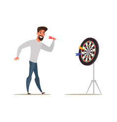 Bearded Man Playing Darts