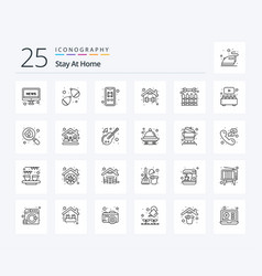 Stay At Home 25 Line Icon Pack Including Fence