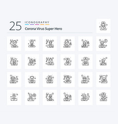 Corona Virus Super Hero 25 Line Icon Pack