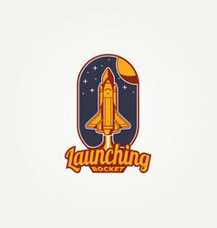 Rocket Launch Retro Badge Logo Template Design