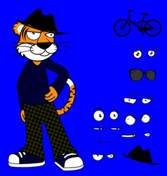 Standing Tiger Cartoon Hipster Style