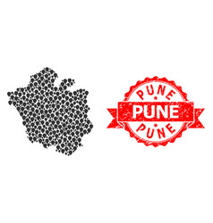 Grunge Pune Seal And Pointer Mosaic Map