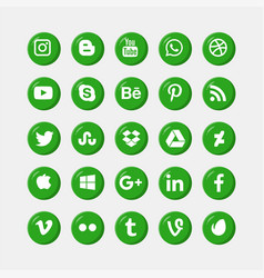 Social Media Green Circular 3d Icons Set