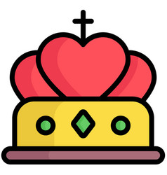 Queen Crown Flat Line Icon