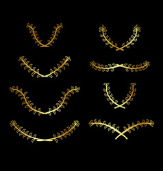 Simple Set 8 Gold Golden Hand Draw Sketch Flower