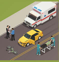 Traffic Accident Scene Isometric Composition