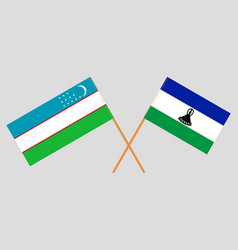 Crossed Flags Of Uzbekistan And Kingdom Of