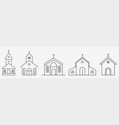 Church Bulding Line Icons