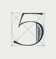 Number Five Logo With Construction Grid Lines