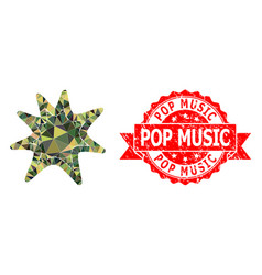 Scratched Pop Music Stamp Seal And Exploding Boom