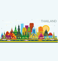 Thailand City Skyline With Color Buildings