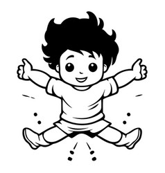 Cute Little Boy Jumping In The Air Cartoon