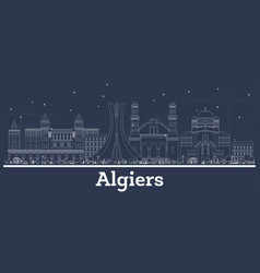 Outline Algiers Algeria City Skyline With White