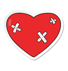 Sticker Of A Cartoon Beaten Up Heart