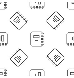 Grey Line Notebook Icon Isolated Seamless Pattern