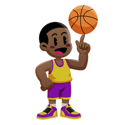 Kid Spinning Basketball Ball Cartoon