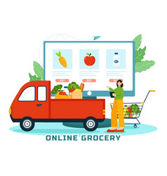 Online Grocery Store With Food Product Shelves